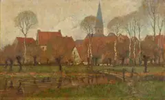 Wilhelm Lucas, Westfälische Dorflandschaft mit Weiher, 1910, Oil on canvas
