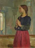 Christian Landenberger, Betendes Mädchen, 1922, Oil on canvas