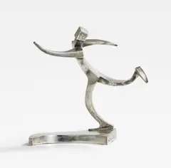 William Wauer, Der Schlittschuhläufer, 1916, Silverplated bronze