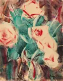 Pfingstrosen by Christian Rohlfs, 1922, Water tempera on drawing paper, sold Nov 2024
