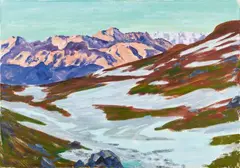 Arnold Balwé, Herbstabend am Großglockner, 1965, Oil on canvas