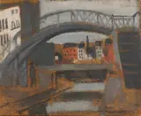 Jean Brusselmans, Le port du canal Anderlecht, 1929, Oil on canvas (margin relined)