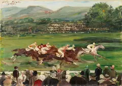 Otto Dill, Iffezheim Rennbahn, 1929, Oil on canvas