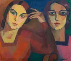 André Lhote, Portrait de ma femme (Doppelportrait seiner Frau Marguerite Hayet im Jahr ihrer Hochzeit), Circa 1909, Oil on brownish firm paper, applied to the canvas by the artist