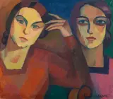 André Lhote, Portrait de ma femme (Doppelportrait seiner Frau Marguerite Hayet im Jahr ihrer Hochzeit), Circa 1909, Oil on brownish firm paper, applied to the canvas by the artist