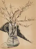 Karl Schmidt-Rottluff, Blumenvase, 1948, Watercolour, India ink and coloured chalk on light brown laid paper