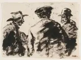 Emil Nolde, Drei Männer im Gespräch (Drei Bauern), 1908-1909, India ink on thin Japan paper