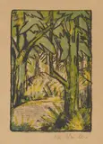 Otto Mueller, Waldlandschaft, Circa 1924, Colour lithograph on light copperplate printing paper