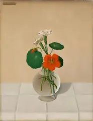 Josef Mangold, Kapuzinerkresse und Nelken, Oil on panel