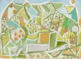 Eduard Bargheer, Morgenlandschaft, 1959, Oil on fibreboard