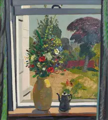 Wolfgang Mattheuer, Blumen am Fenster, 1959, Oil on fibreboard
