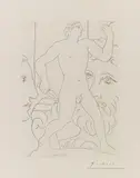 Pablo Picasso, Sculpture d'un Jeune Homme à la Coupe, 1933, Etching on Montval laid paper with "Picasso" watermark