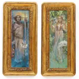 Alphonse Mucha, Jeanne d'Arc. Vor der Schlacht/Jeanne d'Arc. Erscheinung, 1908/09, Each pastel and gouache on firm, brownish paper