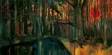Rainer Fetting, Großer Wald, 1988, Oil and sand on canvas, 3-part work