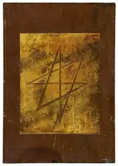 Hermann Glöckner, Sechszackiger Stern in Gold, 1932, Panel, collage, tempera, asphalt lacquer and incisions on card, varnished