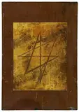 Hermann Glöckner, Sechszackiger Stern in Gold, 1932, Panel, collage, tempera, asphalt lacquer and incisions on card, varnished