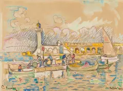 Paul Signac, Antibes, 1917, Watercolour and black chalk on laid paper