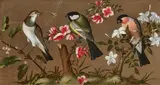 Two Paintings with Three Birds on Flowering Sprigs by in the manner of Ludger Tom Ring the Younger, Oil on panel. Each, sold Nov 2024