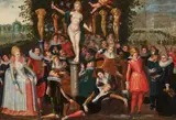 Homage to Venus (Allegory of Spring)
Homage to Ceres (Allegory of Summer) by studio of Louis de Caullery, Oil on panel (one painting is parquetted). 41.5 x 60.5 or, sold Nov 2024