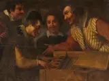 House Concert with a Spinet by Florentine Caravaggesque Painter of the 17th century, Oil on canvas (relined), sold Nov 2024