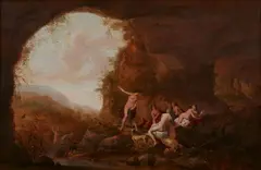 Abraham van Cuylenborch, Diana and Actaeon, Oil on panel (parquetted)