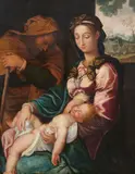 The Holy Family by Italian-Flemish School 16th century, Oil on canvas (relined), sold Nov 2024