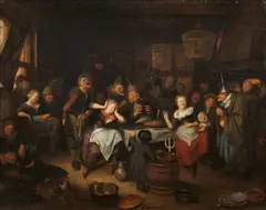 Richard Brakenburgh, The Bean Festival (The King is Drinking), Oil on canvas (relined)