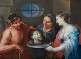 Johann Georg Platzer, Salome receives the head of St John, Oil on copper