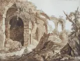 Jacob Philipp Hackert, In the ruins of the Colosseum, Pen and brush in brown over pencil