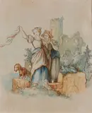 Ludwig Richter, Illustration for the song "An der Saale hellem Strande", Watercolour