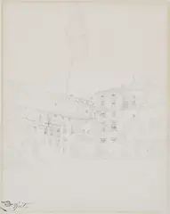 Carl Spitzweg, Piazza and Church Tower in Verona, Pencil