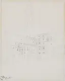Carl Spitzweg, Piazza and Church Tower in Verona, Pencil