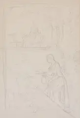 Carl Spitzweg, The Service, Pencil on thin paper