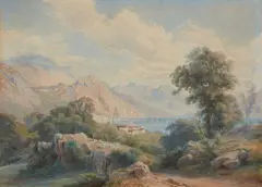 Carl Hummel, View of Villa Carlotta on Lake Como, Watercolour