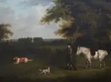 John Nost Sartorius, Hunter with Dogs and Pony, Oil on canvas (relined)