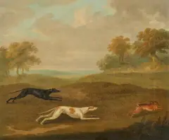 John Nost Sartorius, Pair of Paintings with Hunting Dogs, Oil on canvas (relined). 36 x 43.5 and