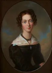 Bernhard von Guérard, Portrait of the Elder Sister Caroline von Guérard Portrait of the Younger sister Ida von Guérard, Oil on panel