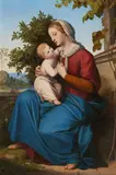 Ernst Deger, Madonna with Child in the Rose Garden, Oil on canvas
