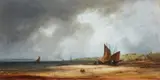 Eduard Schleich the Elder, Sailboats on the Shore, Oil on canvas