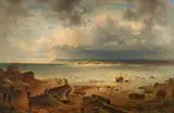 Fritz Bamberger, English coast between Hastings and Brighton, Oil on canvas