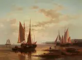 Abraham Hulk the Younger, Coastal Landscape with Returning Fishermen, Oil on panel