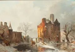 Carl Hilgers, Doornenburg Castle in Winter, Oil on canvas (relined)