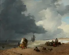 Andreas Achenbach, The Beach at Scheveningen, Oil on panel