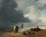 Andreas Achenbach, The Beach at Scheveningen, Oil on panel