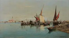 Natale Gavagnin, Two Views of Venice and the Lagoon, Oil on canvas
