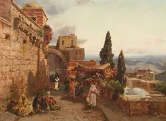 Carl Wuttke, City Gate in Tunis, Oil on panel