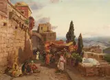 Carl Wuttke, City Gate in Tunis, Oil on panel