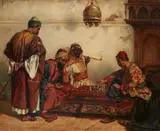 Albert Joseph Franke, Oriental Men Playing Chess, Oil on panel