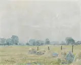 Max Clarenbach, Fields near Wittlaer, Oil on canvas