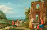 Johann König, Christ and the Samaritan Woman at the Well, Oil on copper